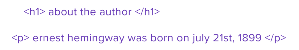 Example of HTML reading: About Ernest Hemingway