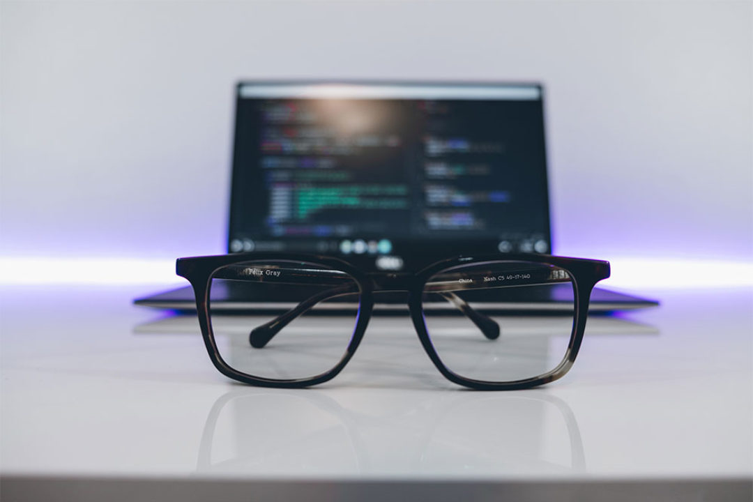 Laptop and glasses