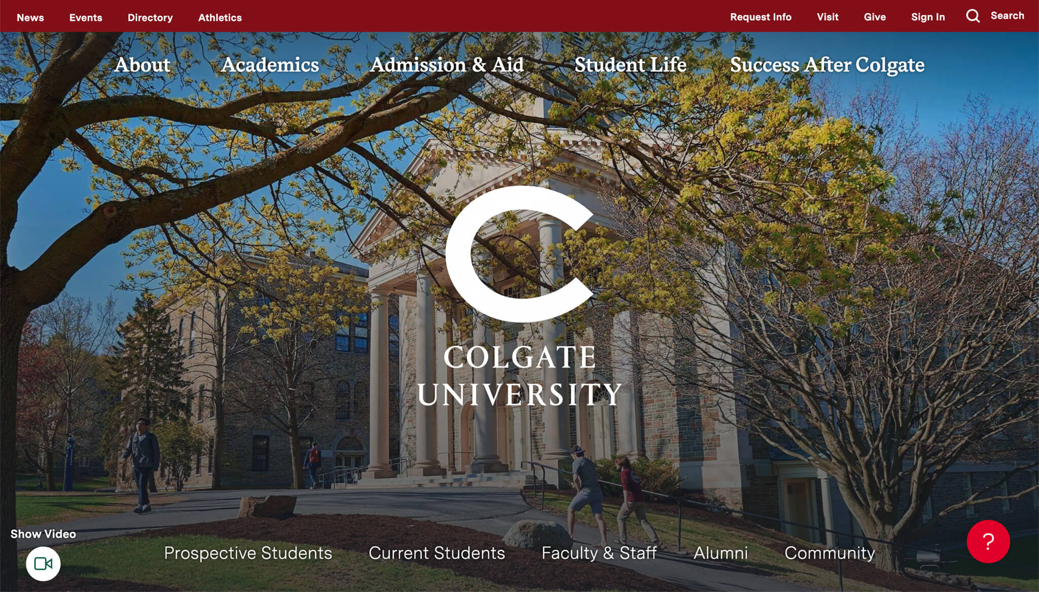 Colgate University Homepage Hero section