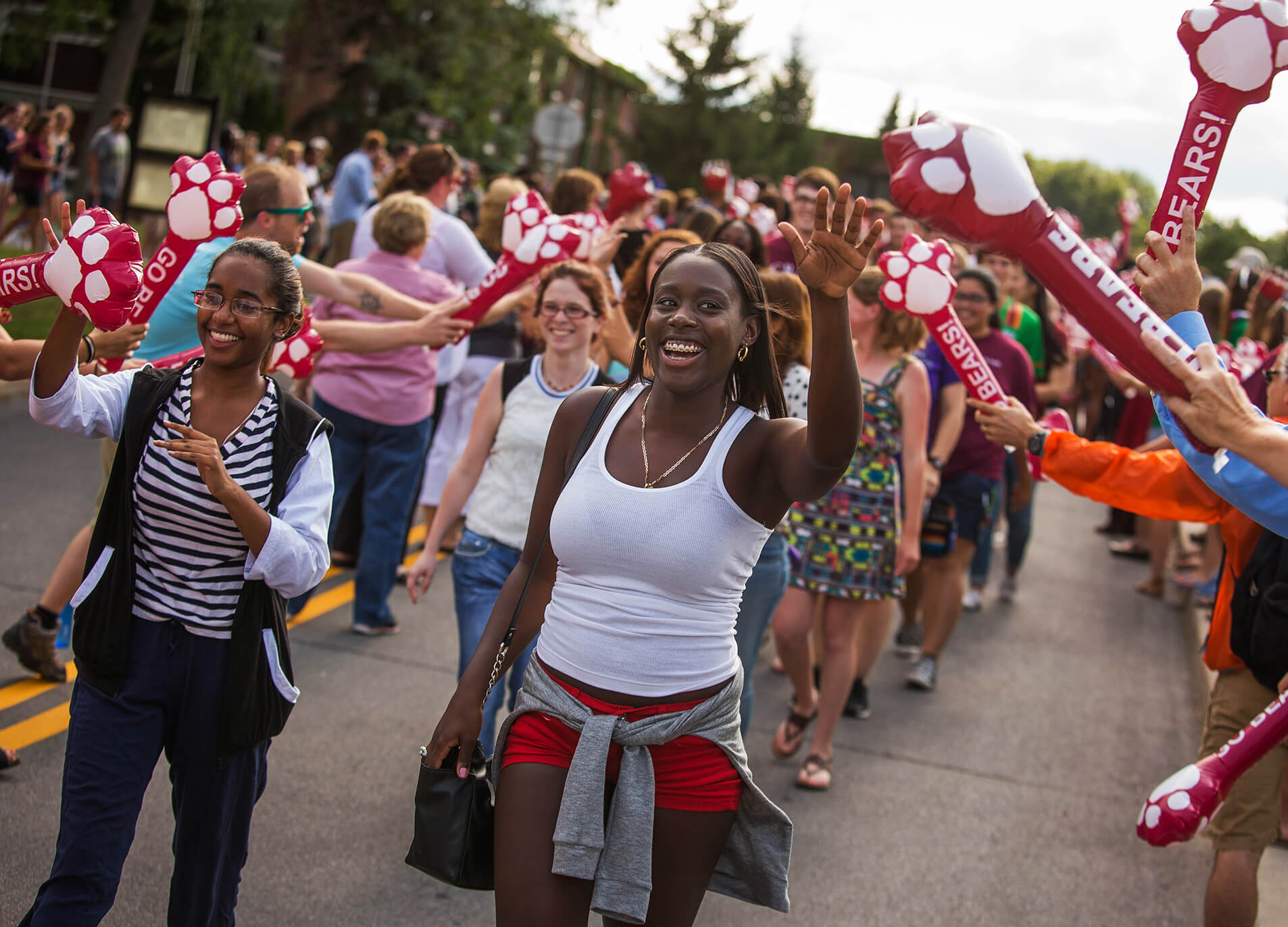 Students marching in a parade