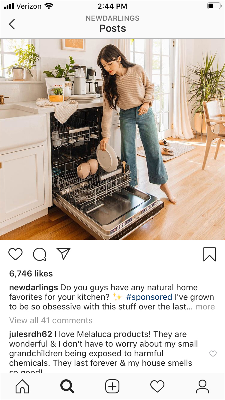 Instagram sponsored post for natural kitchen cleaner