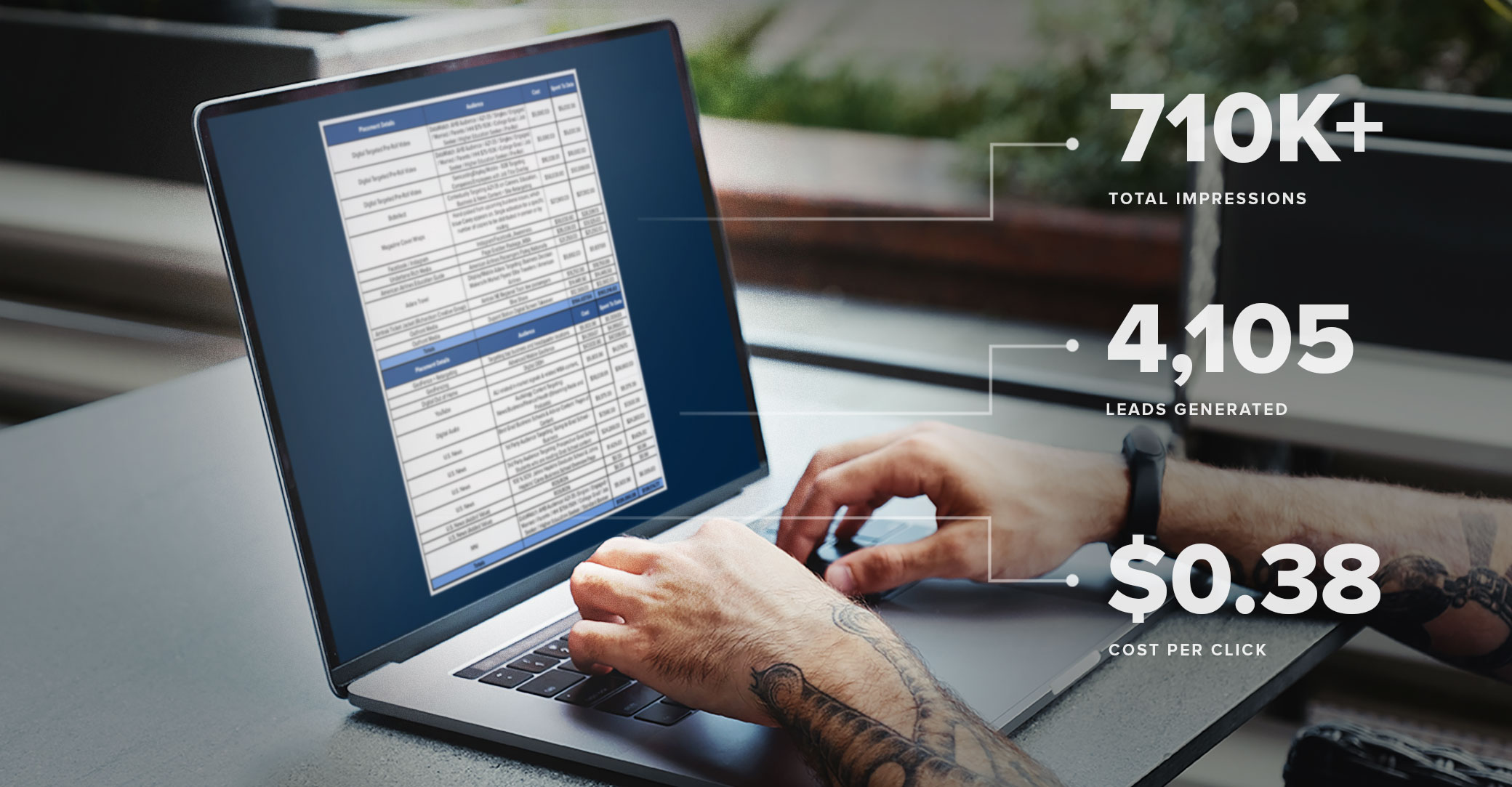 laptop with spreadsheet of media plan