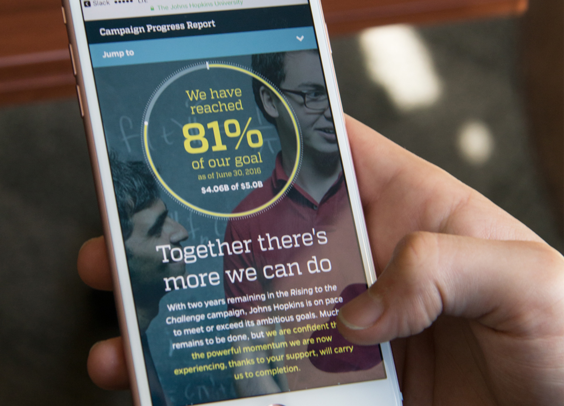 phone with campaign progress report