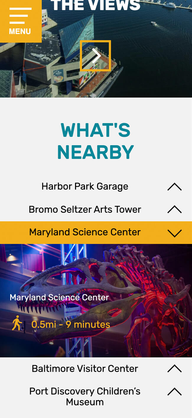 mobile view of what's nearby page