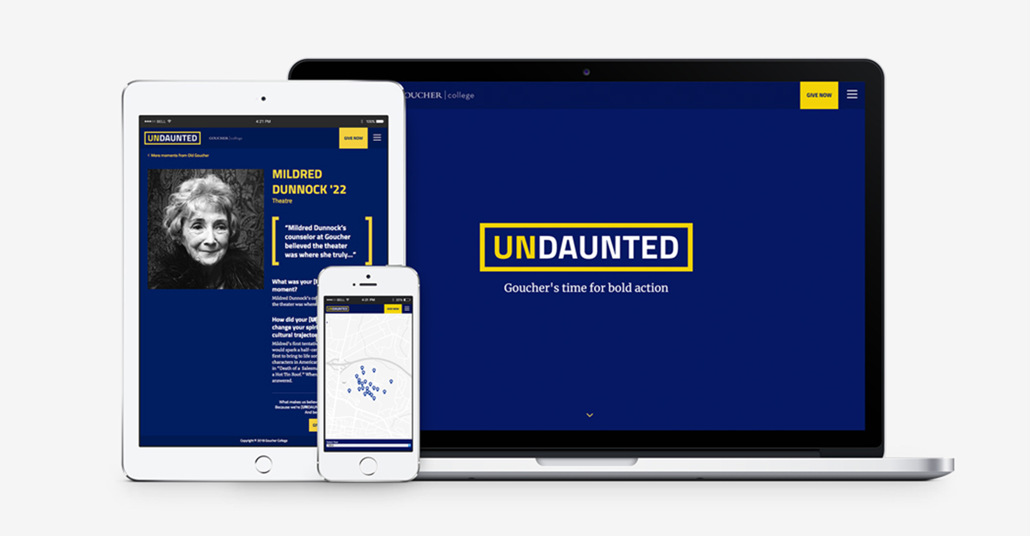 desktop, tablet, and mobile view of the website