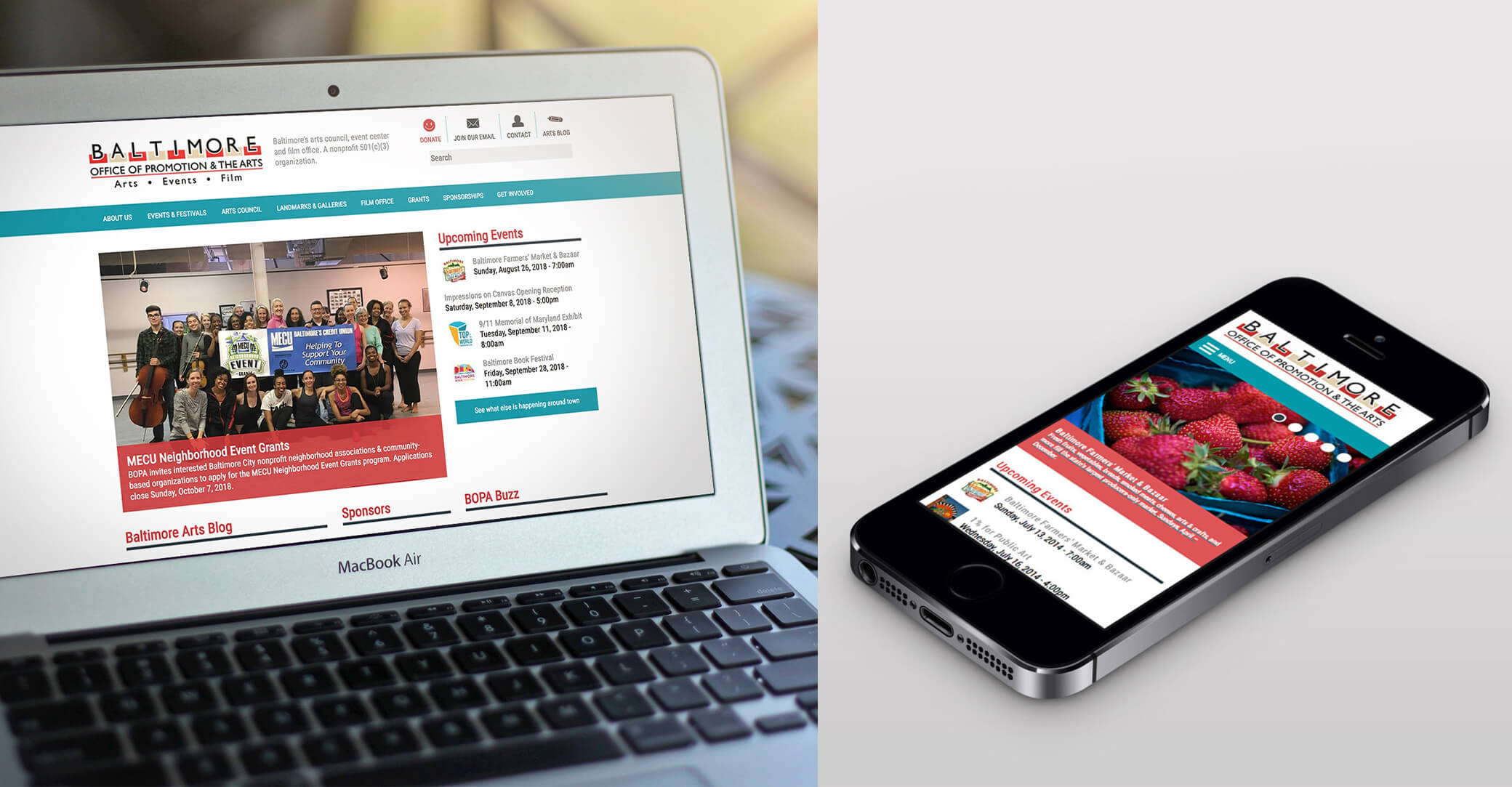 website viewed on desktop and iphone