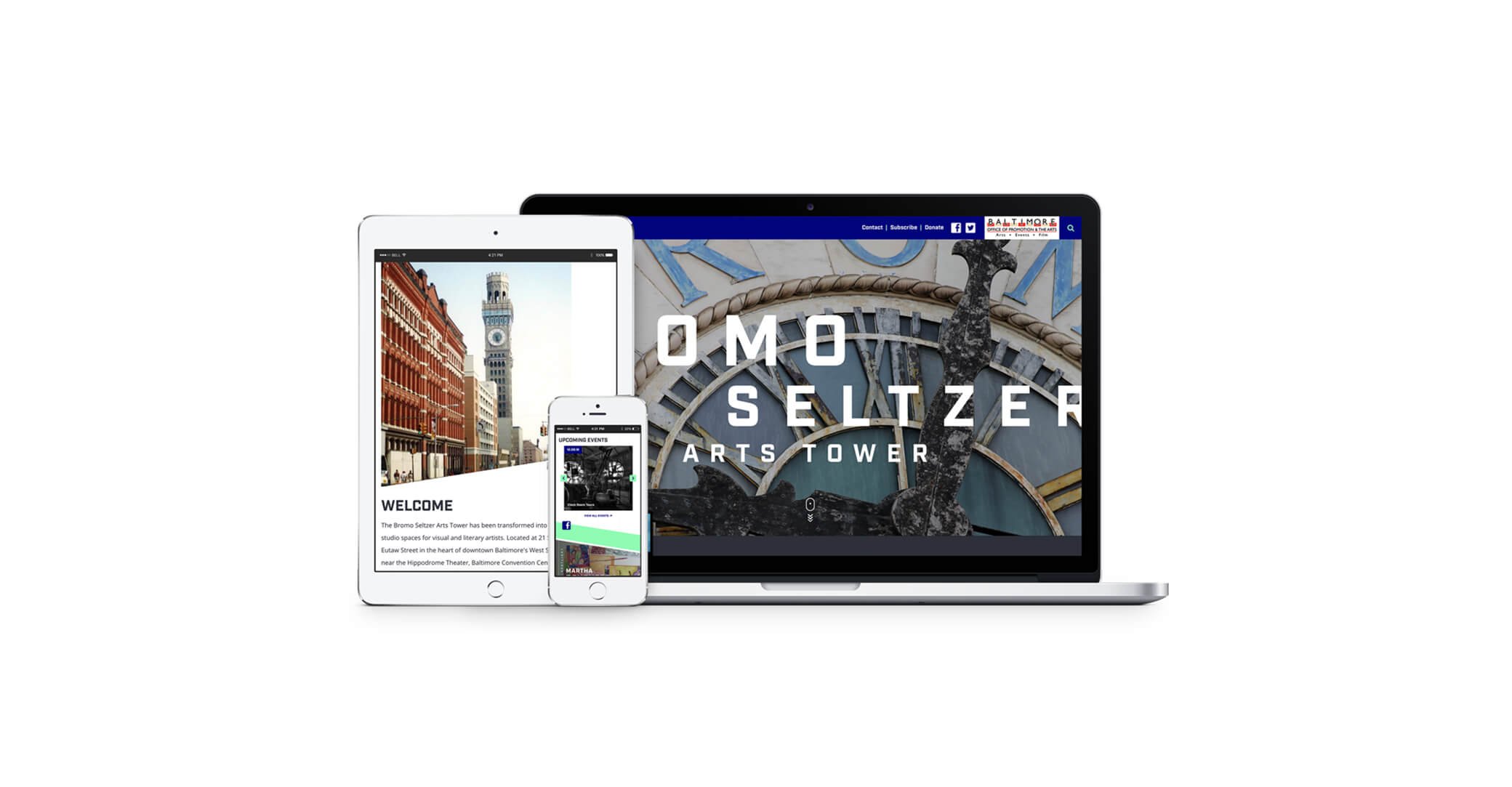 desktop, mobile and tablet view of website