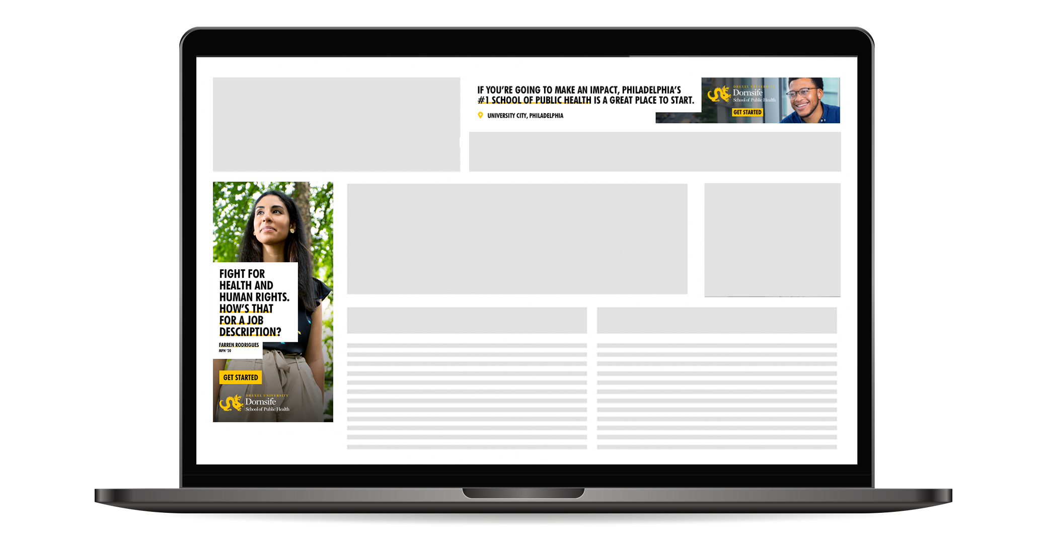 Two display ads mocked up on laptop screen