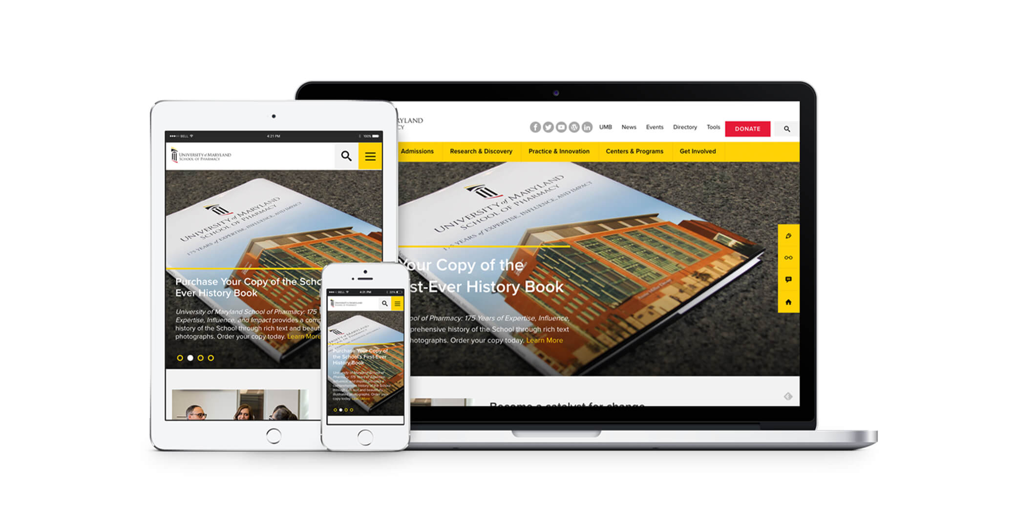 desktop, mobile and tablet view of website
