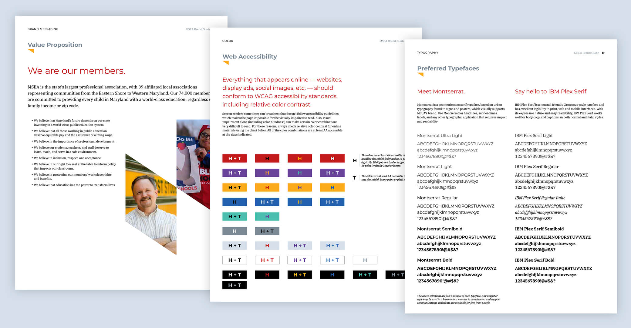 Pages from the MSEA brand guide