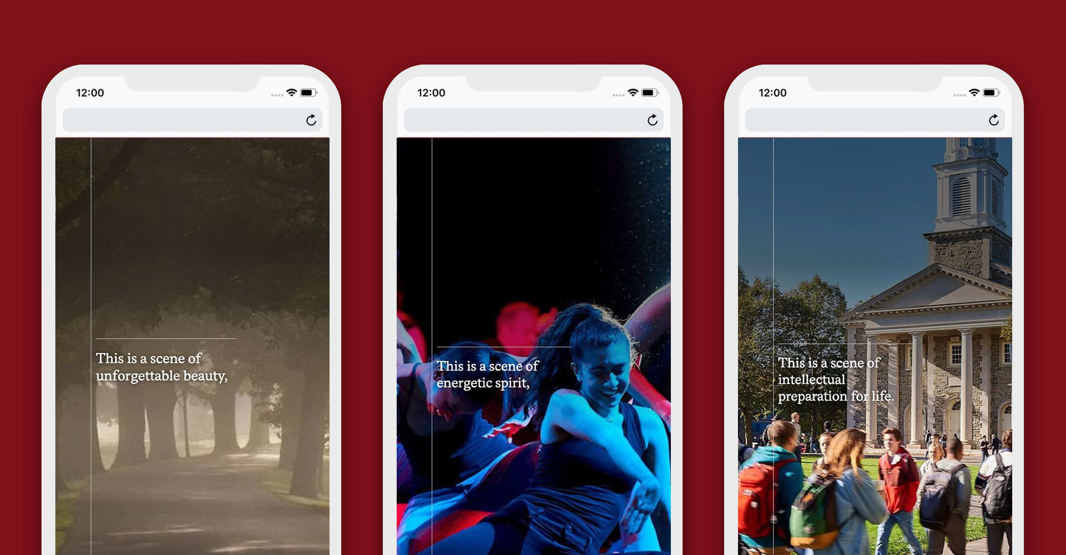 3 mobile screens of viewbook