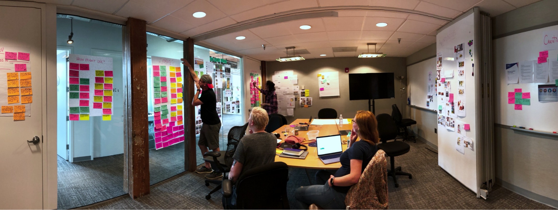 A view of inside the creative room and huddle.