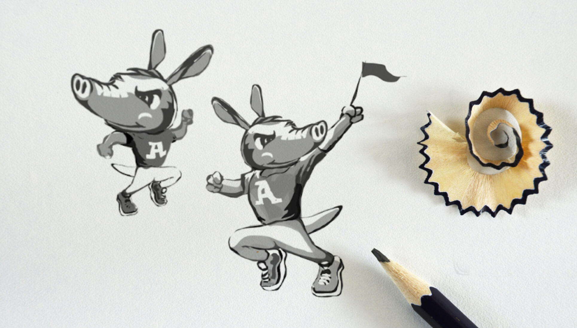 Sketch of a aardvark mascot.