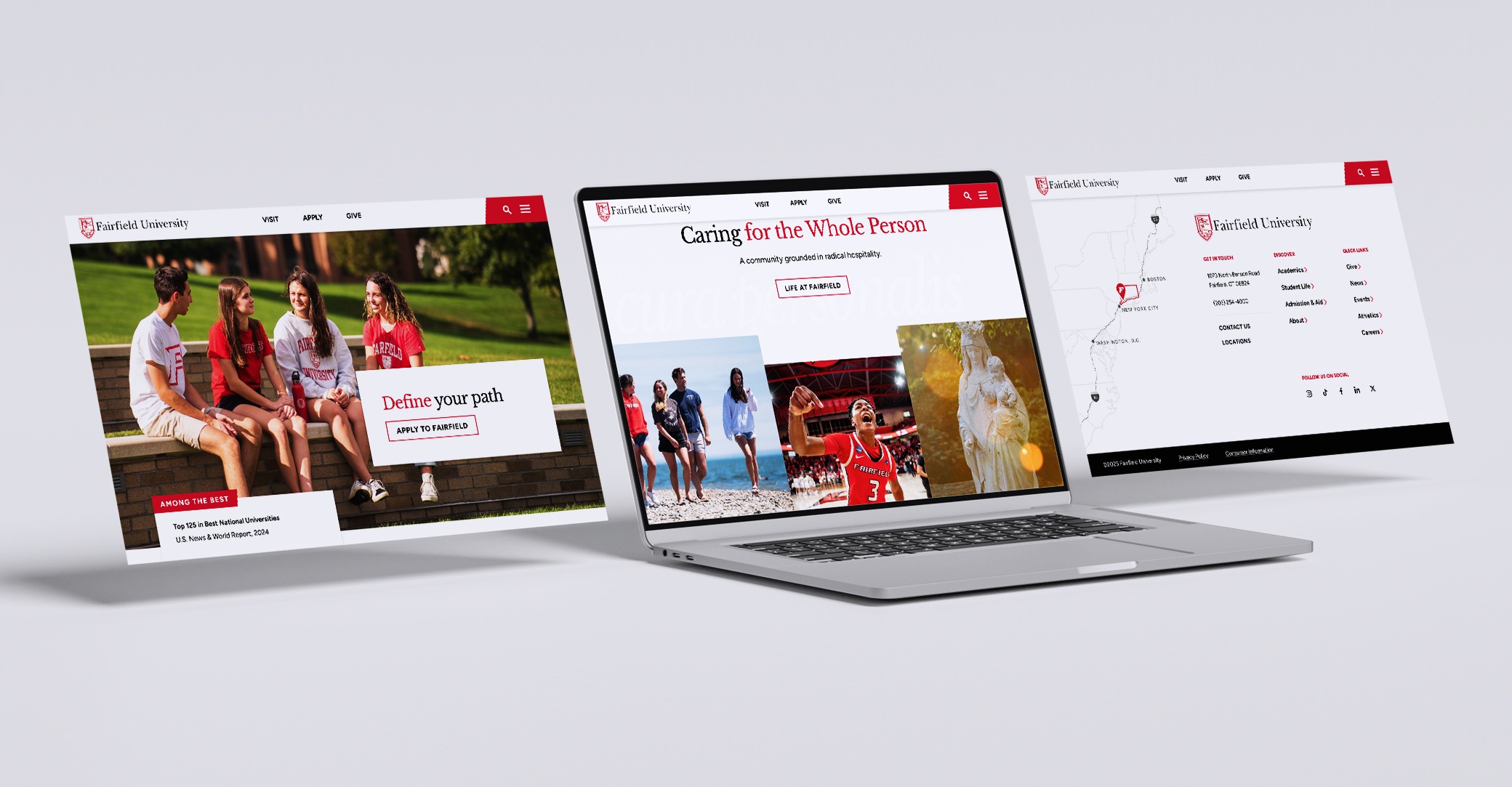 Fairfield University website, shown on laptop.