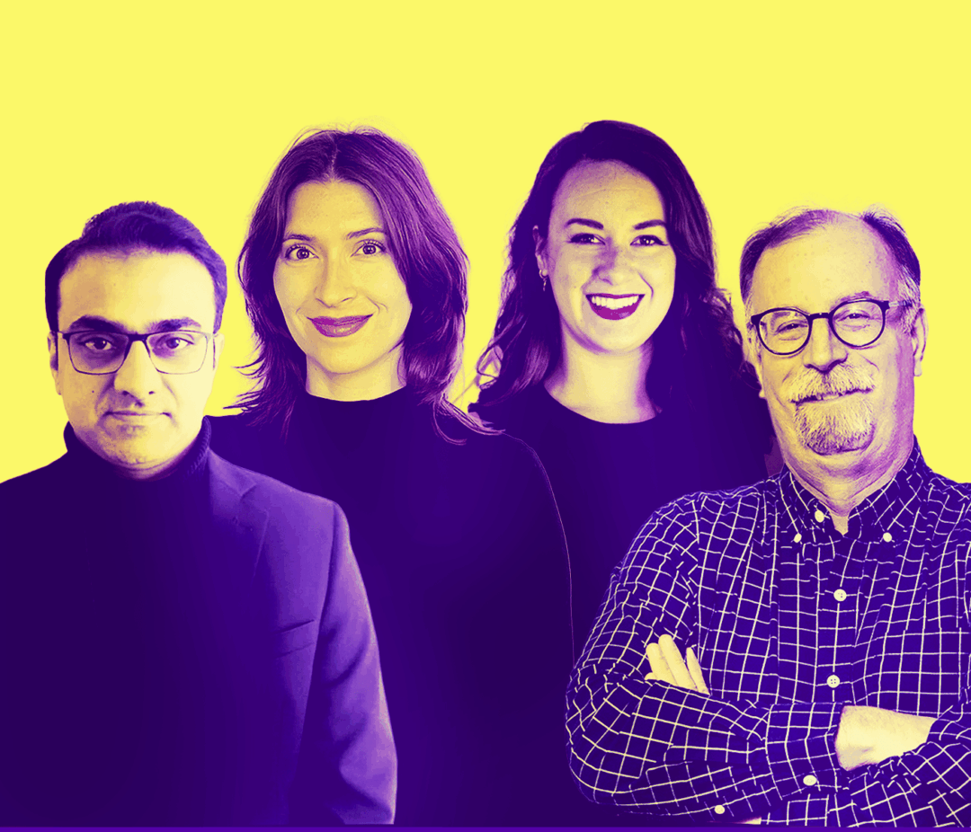 Headshots of idfive’s 2026 Fiver Award winners: Katelyn Brickey, Mark Menda, Anya Kaszubowski, and Faisal Akram.